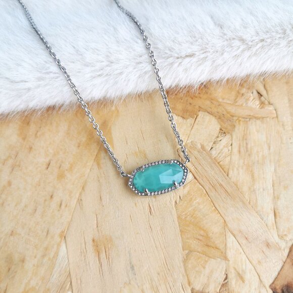 Kendra Scott Jewelry - NEW Kendra Scott Elisa Chalcedony Glass Necklace Silver